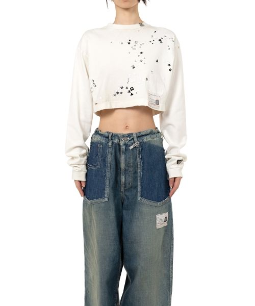 Embellished Cropped Long Sleeve T-shirt