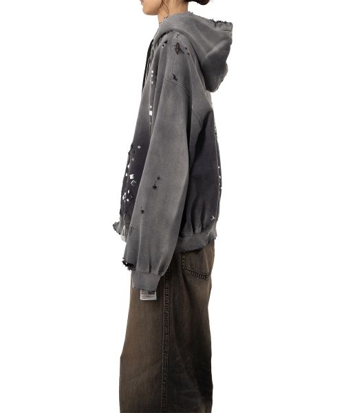 Sun Faded Like Embellished Zip-up Hoodie