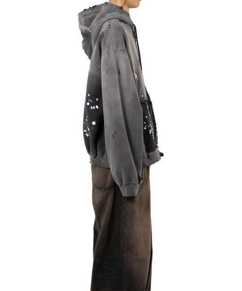 Sun Faded Like Embellished Zip-up Hoodie