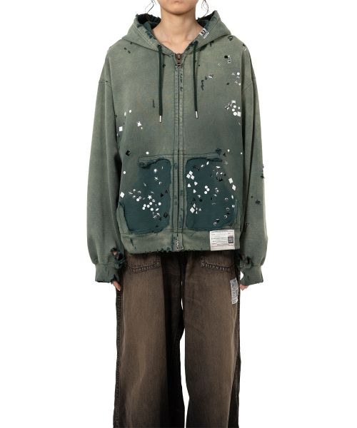 Sun Faded Like Embellished Zip-up Hoodie