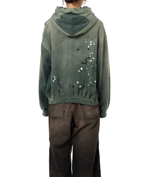 Maison MIHARA YASUHIRO 黒スパンコールジップアップフーディ Maison MIHARA YASUHIRO 黒スパンコールジップアップフーディ