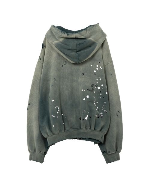 Sun Faded Like Embellished Zip-up Hoodie
