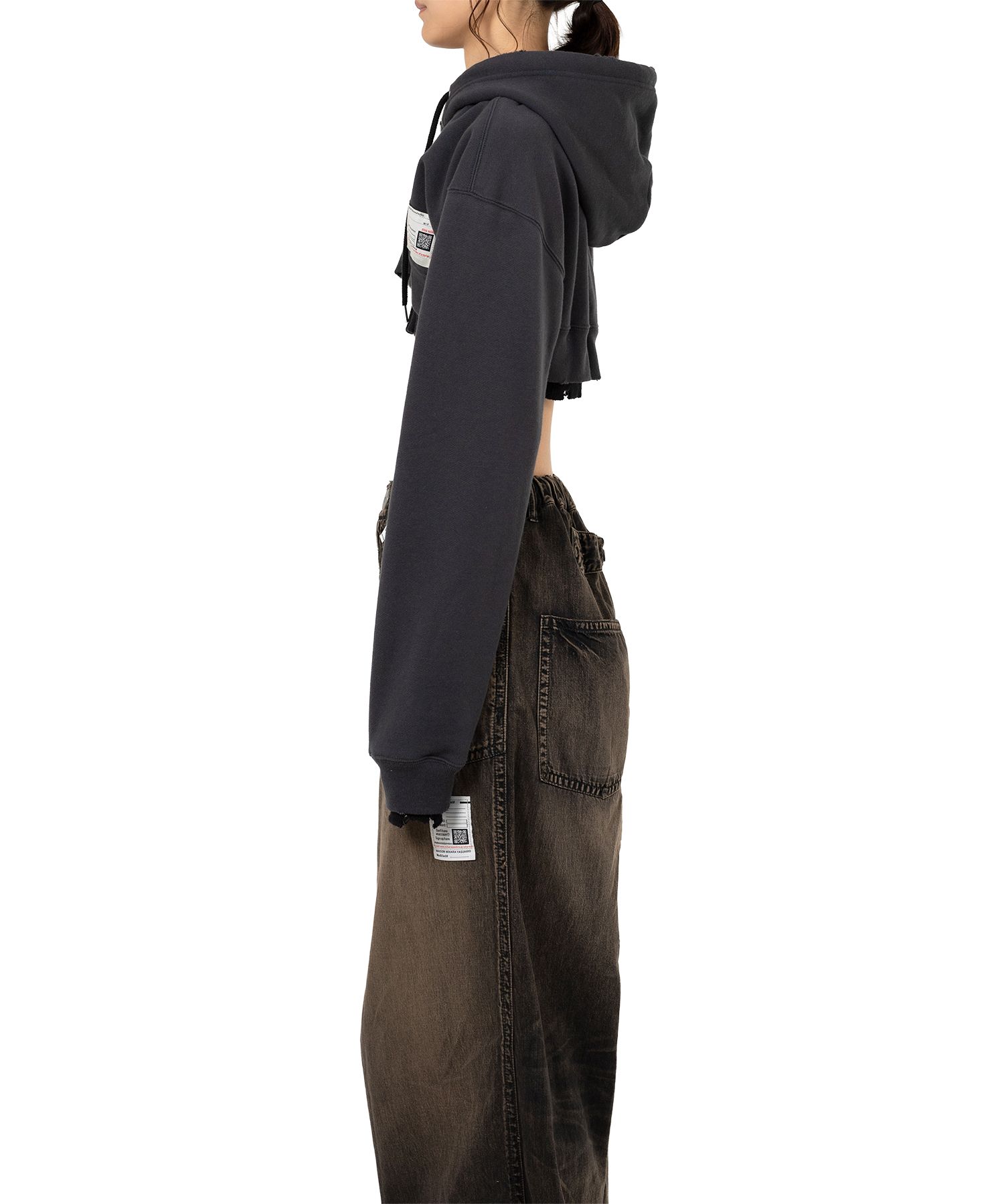 Layered Cropped Zip-up Hoodie