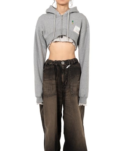 Layered Cropped Zip-up Hoodie