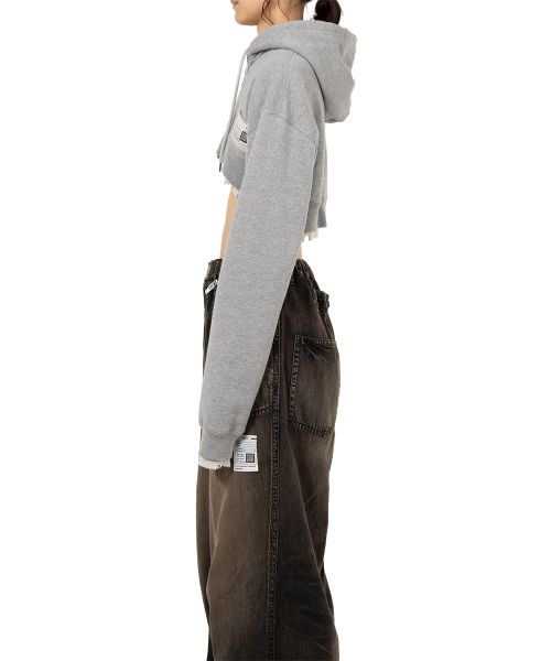 Layered Cropped Zip-up Hoodie