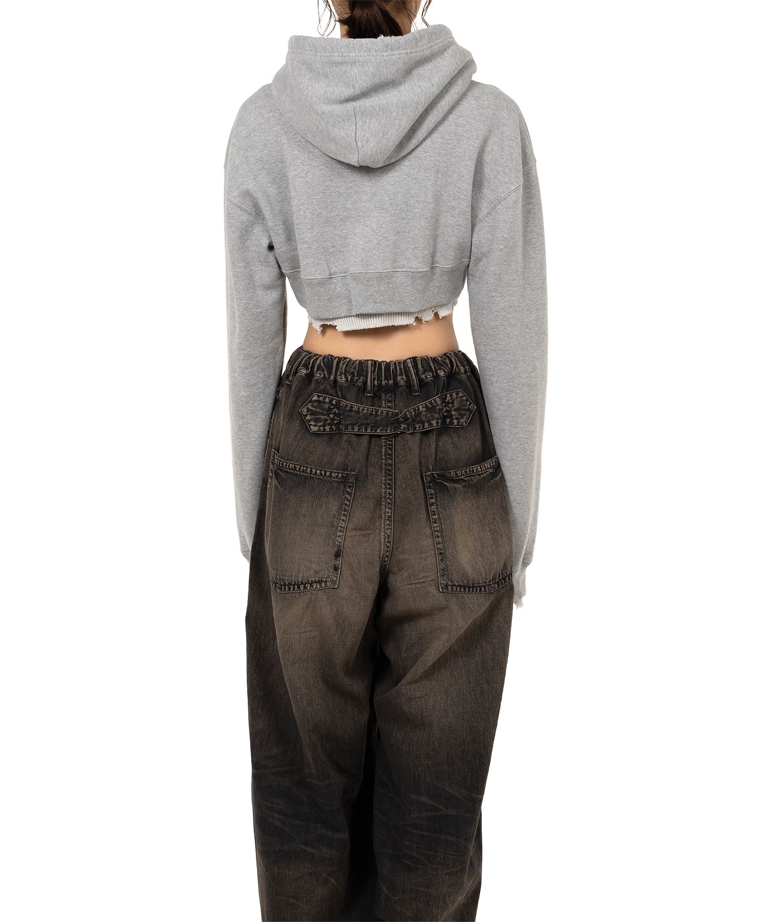 Layered Cropped Zip-up Hoodie