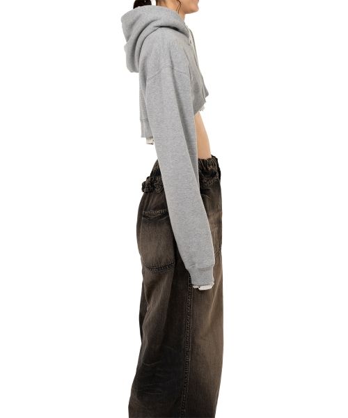 Layered Cropped Zip-up Hoodie