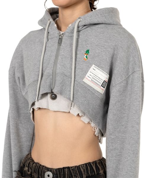 Layered Cropped Zip-up Hoodie