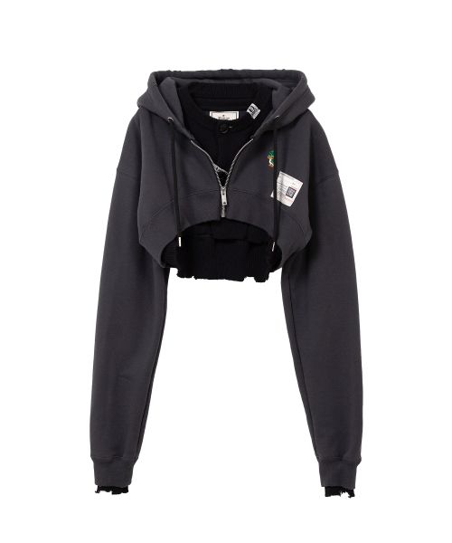 Layered Cropped Zip-up Hoodie