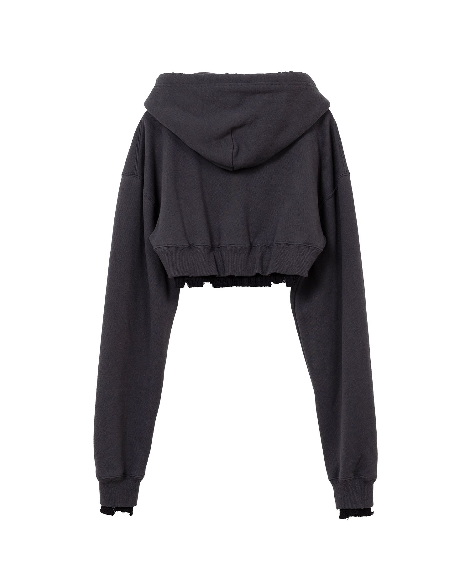 Layered Cropped Zip-up Hoodie