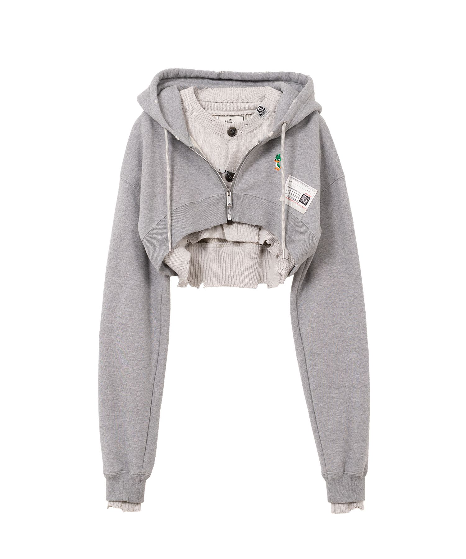 Layered Cropped Zip-up Hoodie