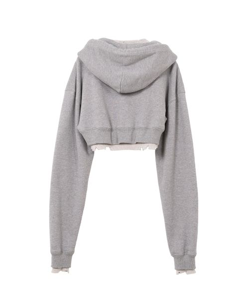 Layered Cropped Zip-up Hoodie