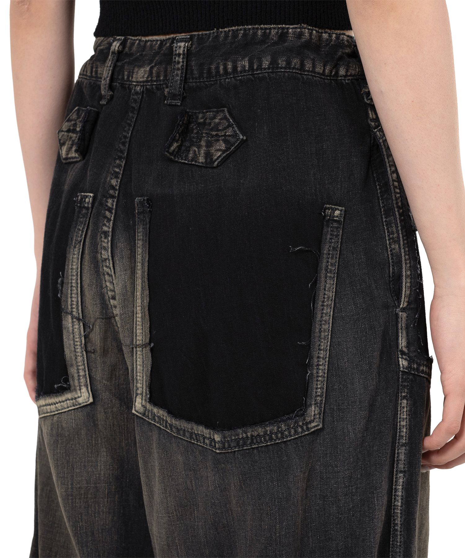 Cut-Out Pocket Denim Pants