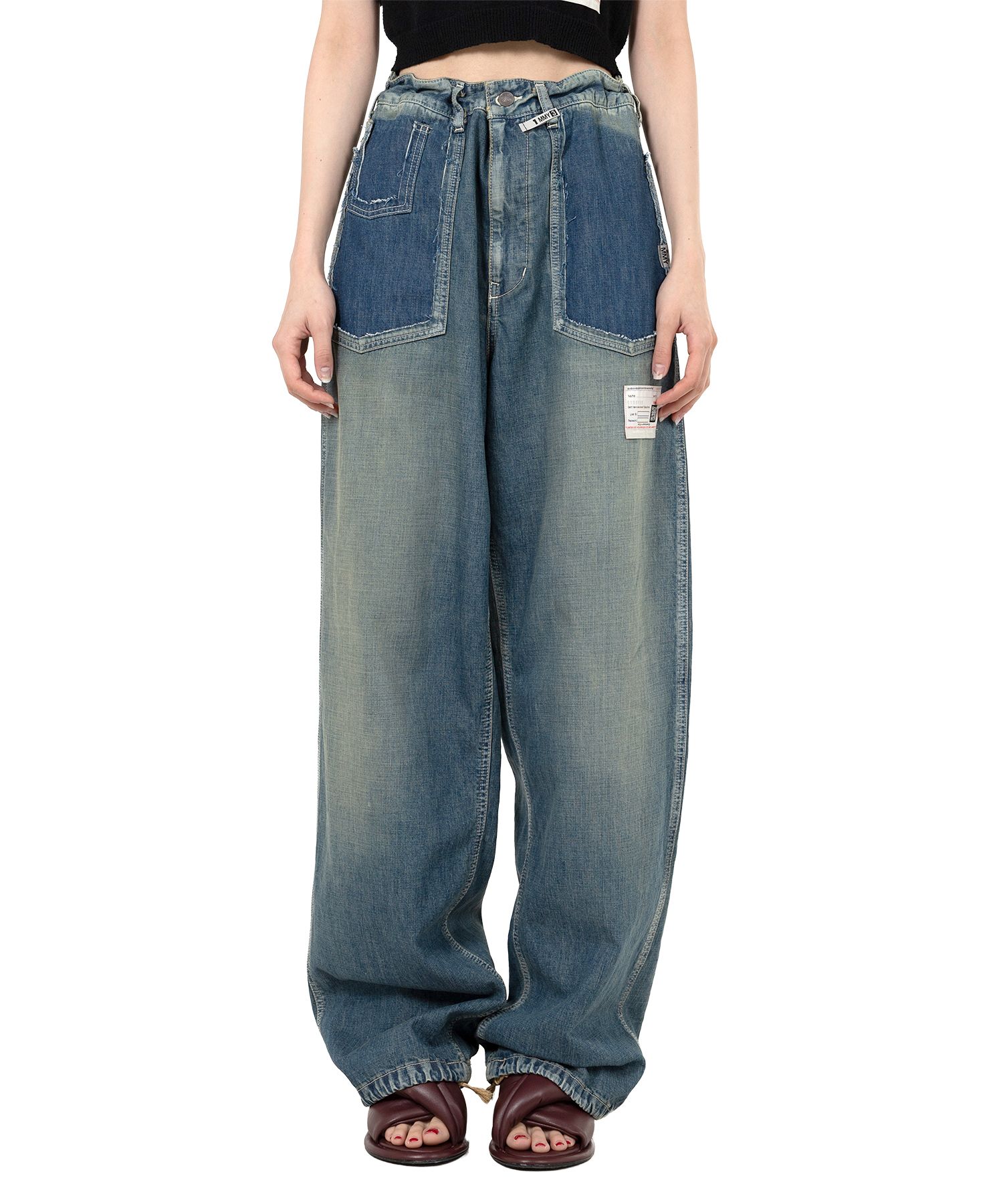 Cut-Out Pocket Denim Pants
