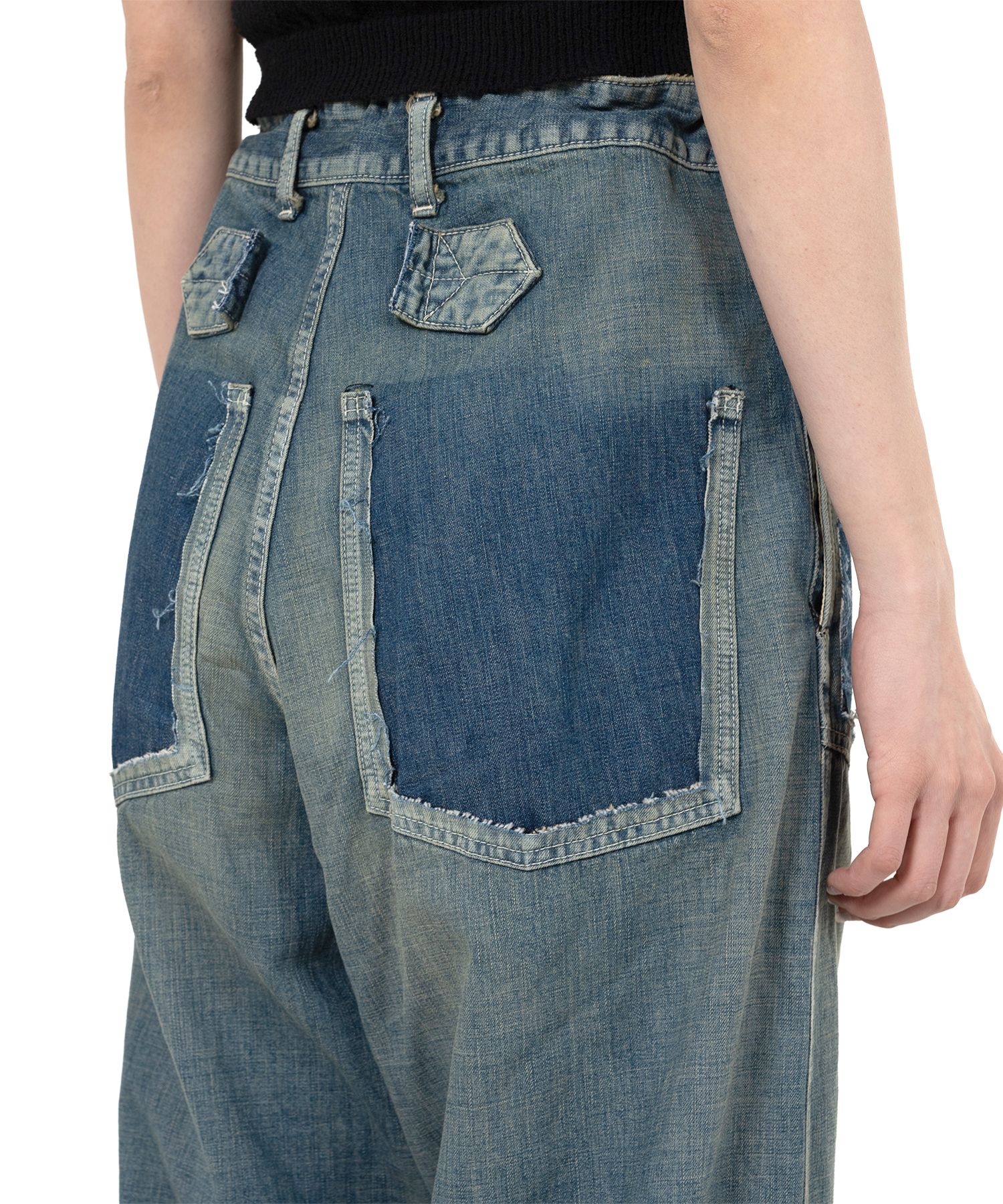 Cut-Out Pocket Denim Pants