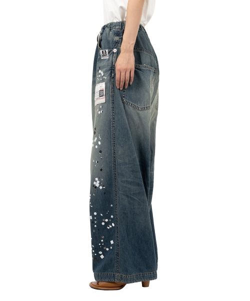 Embellished Denim Wide Pants
