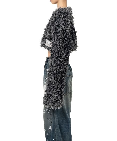 Bleached Shaggy Cropped Knit Sweater