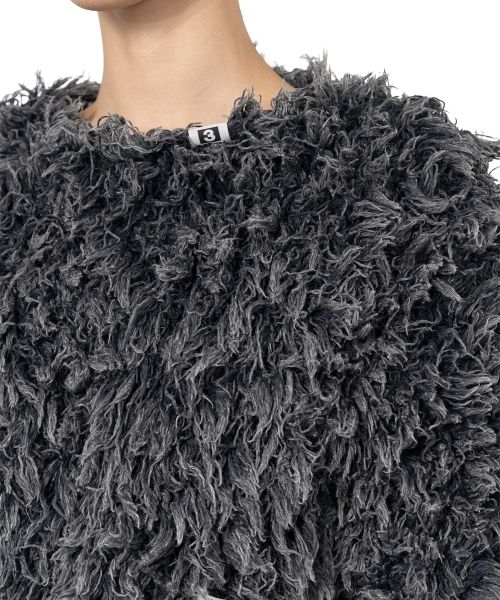 Bleached Shaggy Cropped Knit Sweater