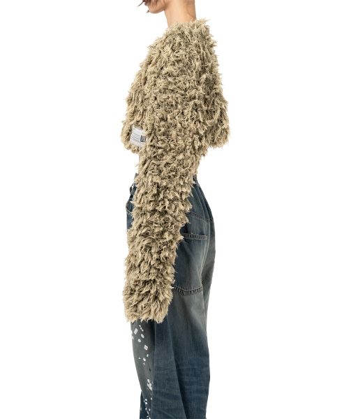 Bleached Shaggy Cropped Knit Sweater
