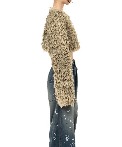 Bleached Shaggy Cropped Knit Sweater