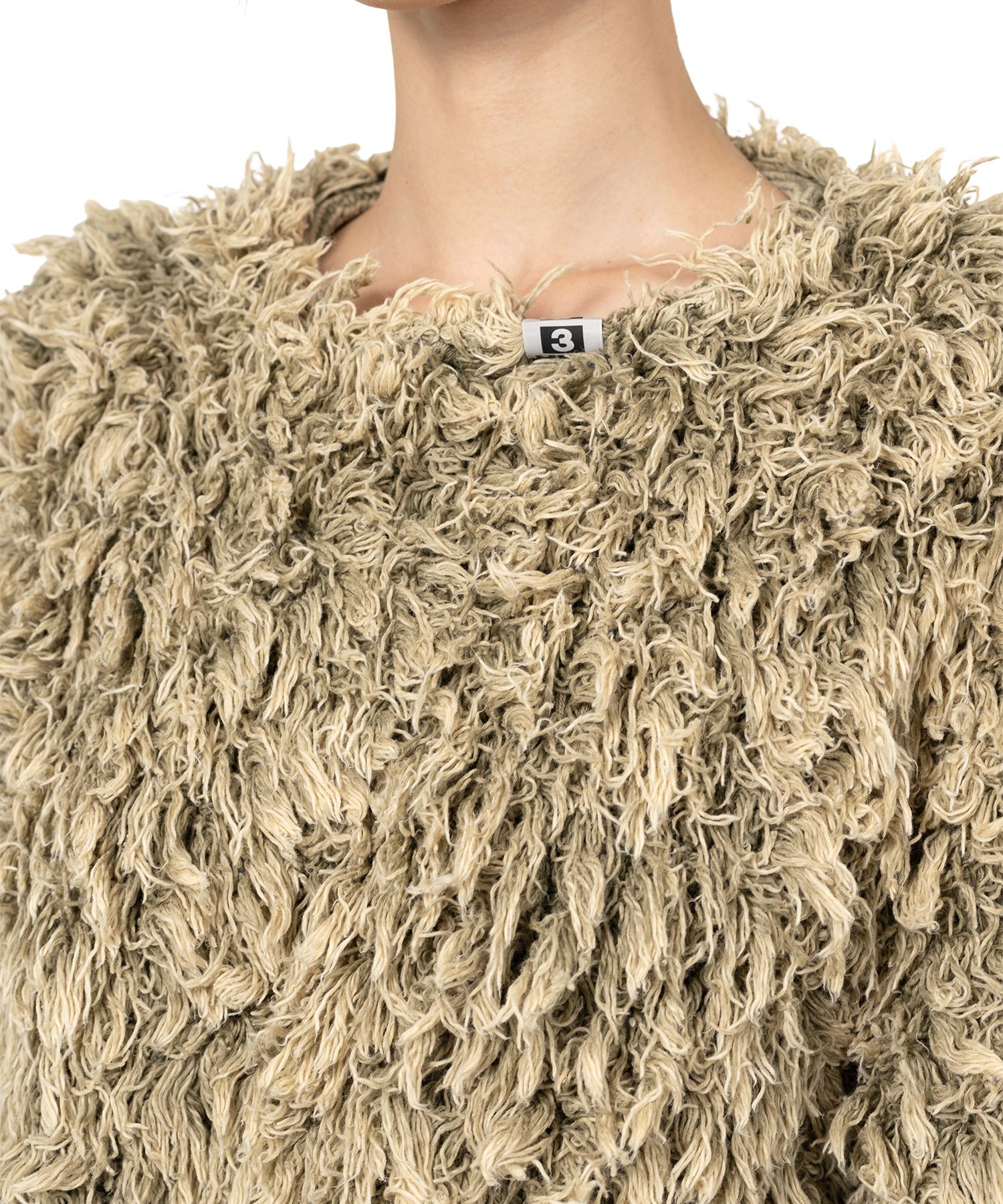 Bleached Shaggy Cropped Knit Sweater