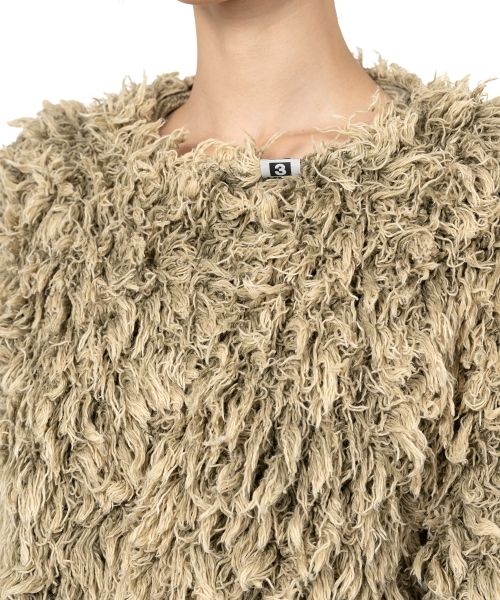 Bleached Shaggy Cropped Knit Sweater