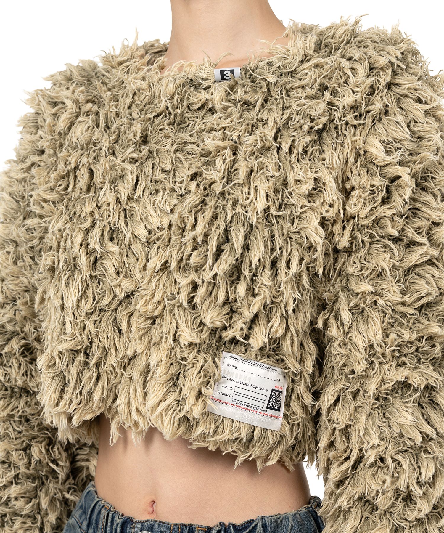 Bleached Shaggy Cropped Knit Sweater