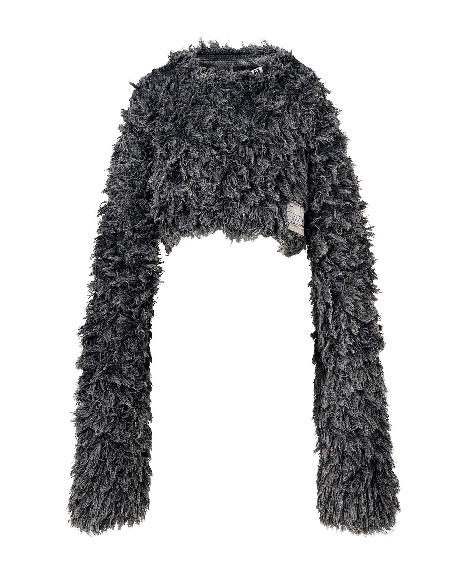 Bleached Shaggy Cropped Knit Sweater