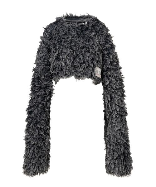 Bleached Shaggy Cropped Knit Sweater