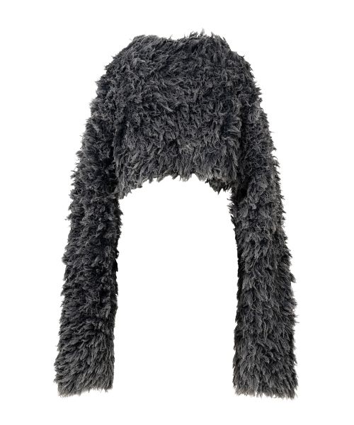 Bleached Shaggy Cropped Knit Sweater