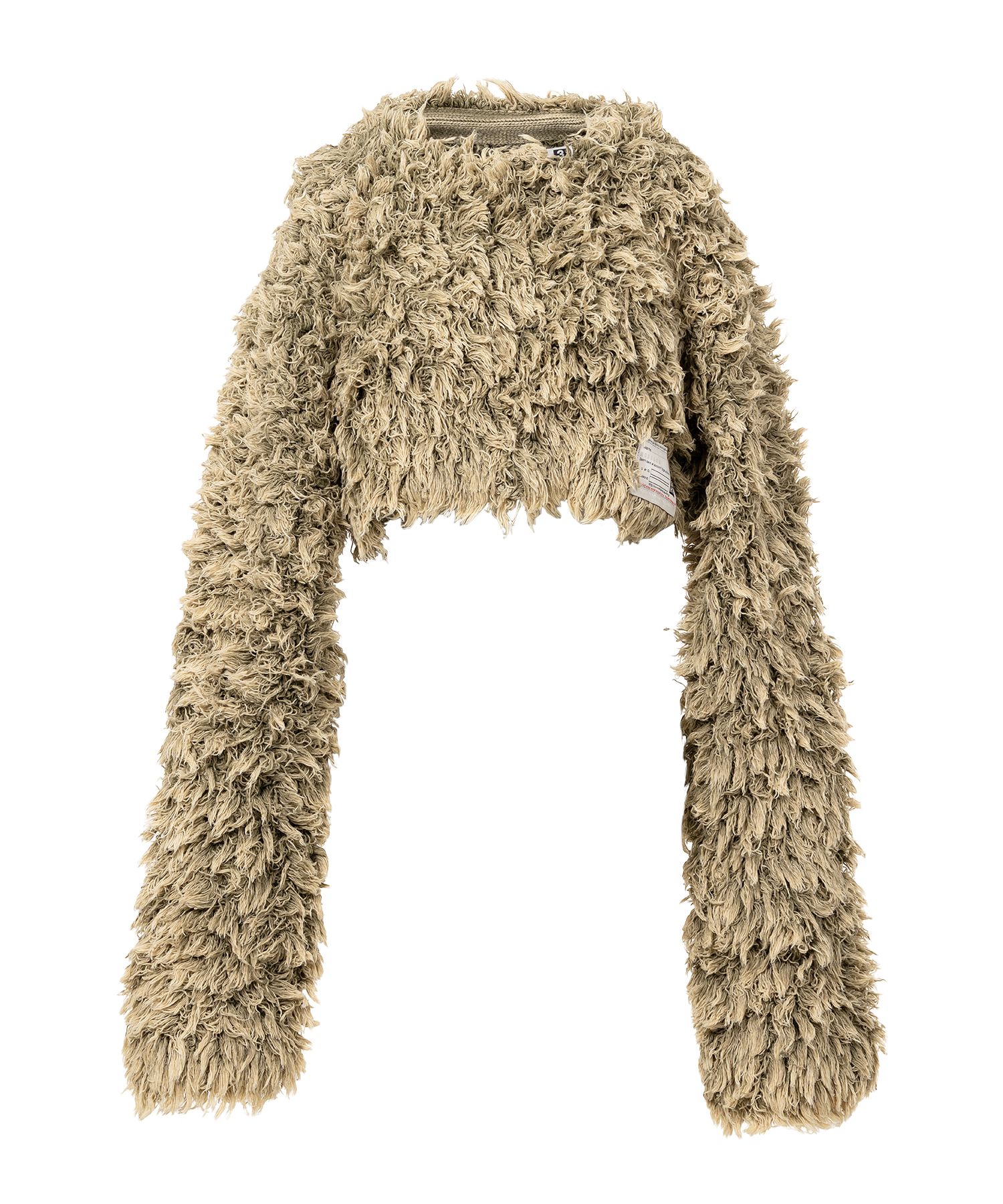 Bleached Shaggy Cropped Knit Sweater