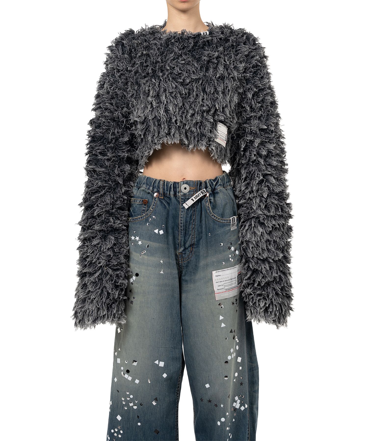 Bleached Shaggy Cropped Knit Sweater