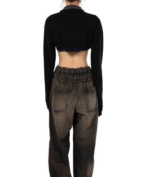 Triple Layered Cropped Knit Sweater