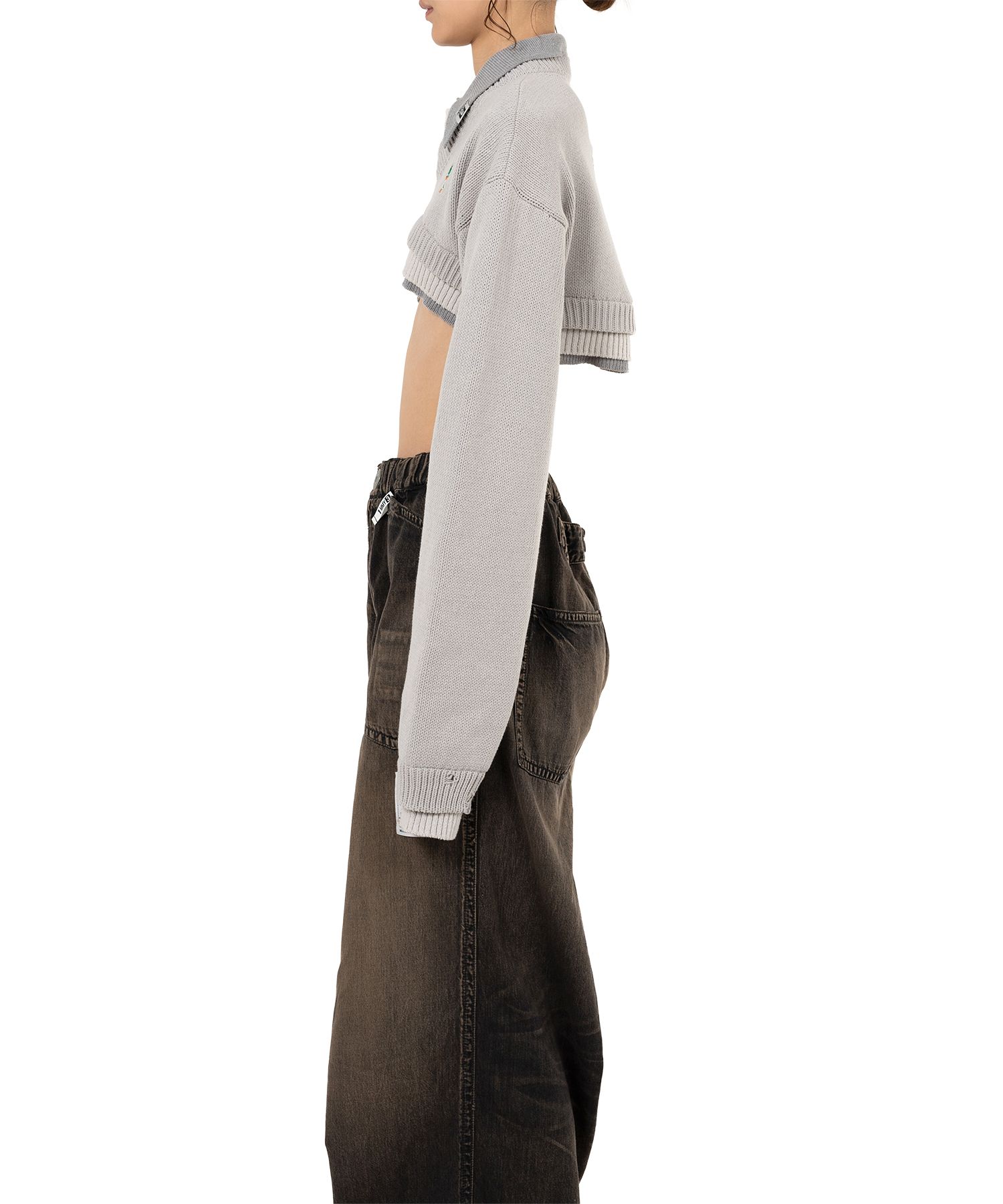 Triple Layered Cropped Knit Sweater