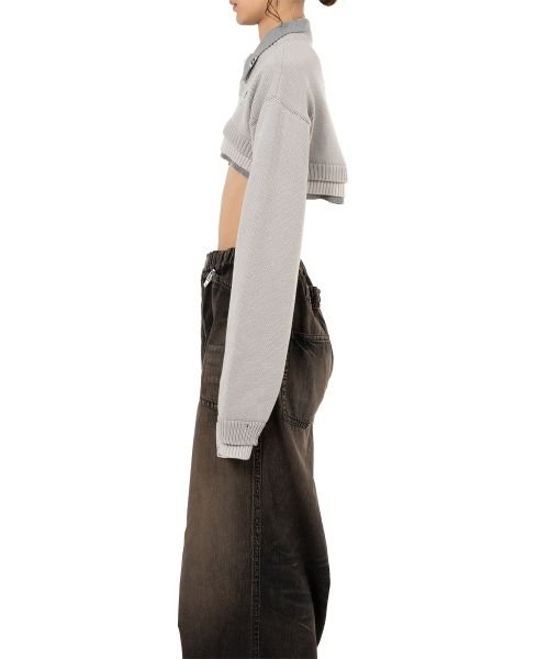 Triple Layered Cropped Knit Sweater