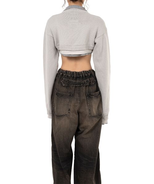 Triple Layered Cropped Knit Sweater