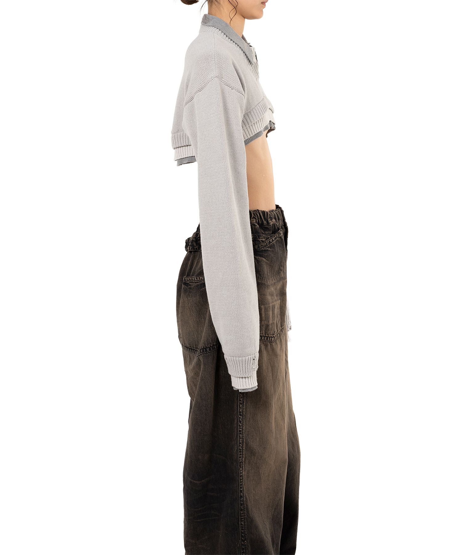 Triple Layered Cropped Knit Sweater