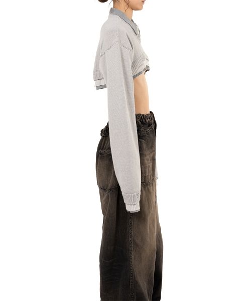 Triple Layered Cropped Knit Sweater