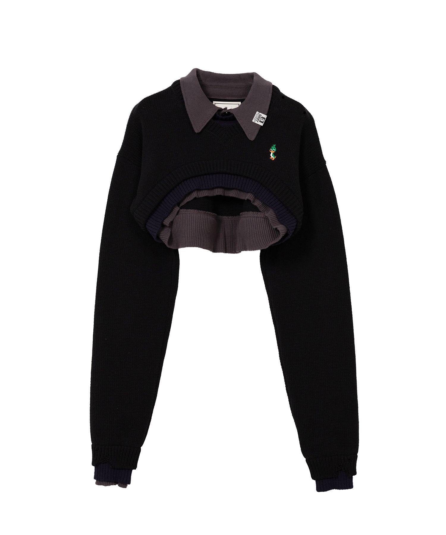 Triple Layered Cropped Knit Sweater