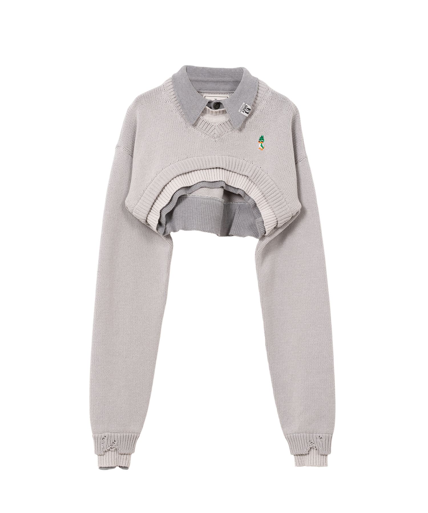 トップス MIHARA YASUHIRO CROPPED LAYERED PULLOVER Maison MIHARA YASUHIRO CROPPED LAYERED PULLOVER （BLACK