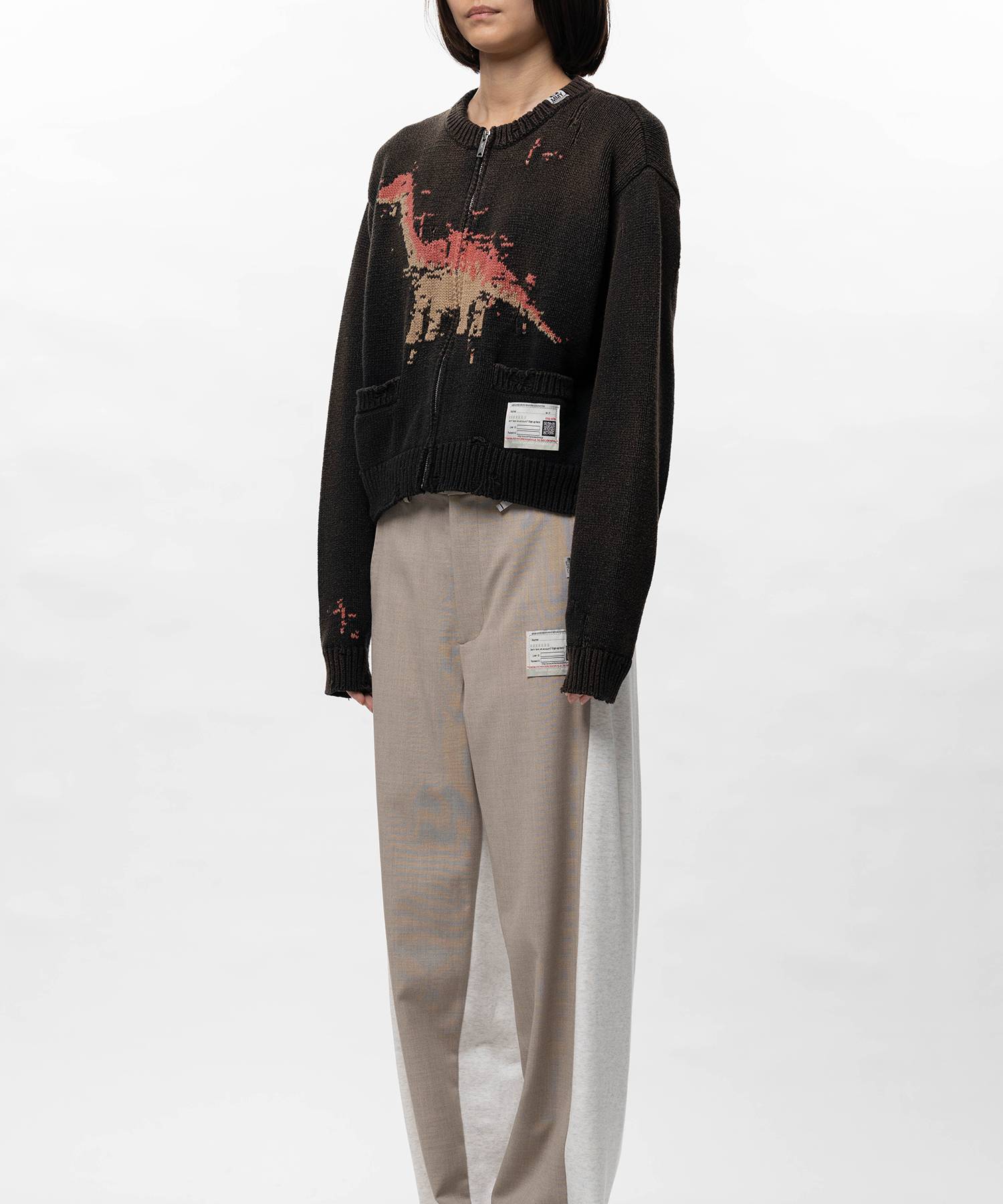 Dinosaur Jacquard Knit Cardigan