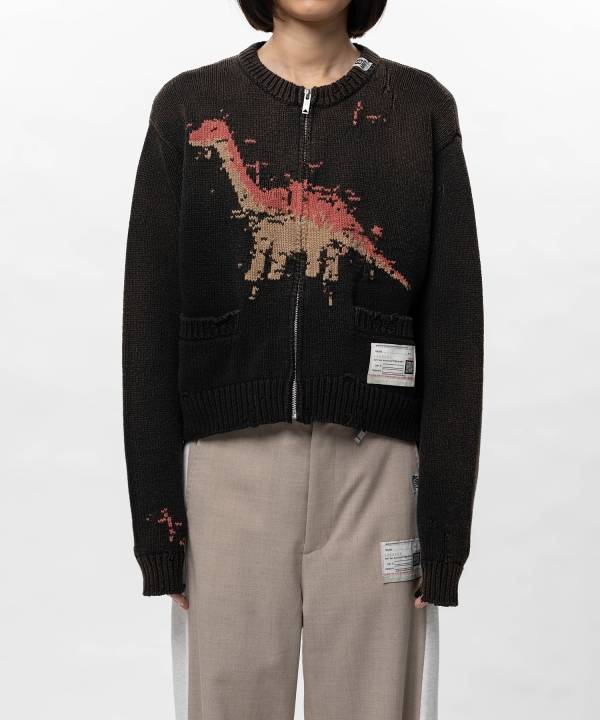 Dinosaur Jacquard Knit Cardigan