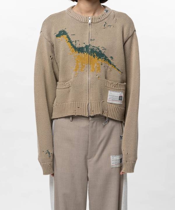Dinosaur Jacquard Knit Cardigan