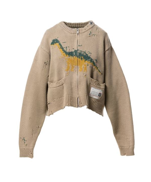 Dinosaur Jacquard Knit Cardigan
