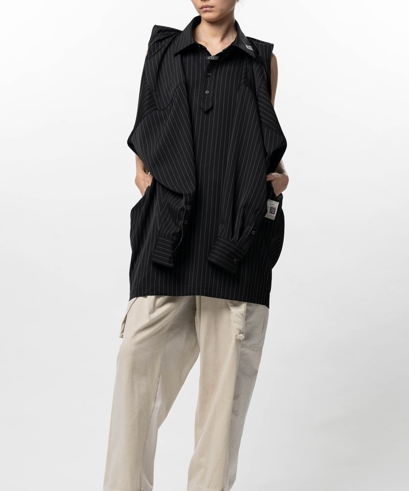 Vest Combined Stripe Shirt Dress