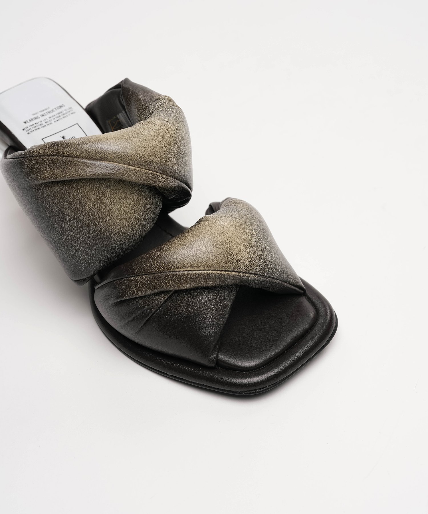 Soft Serve Heel Distressed Puffer Sandals