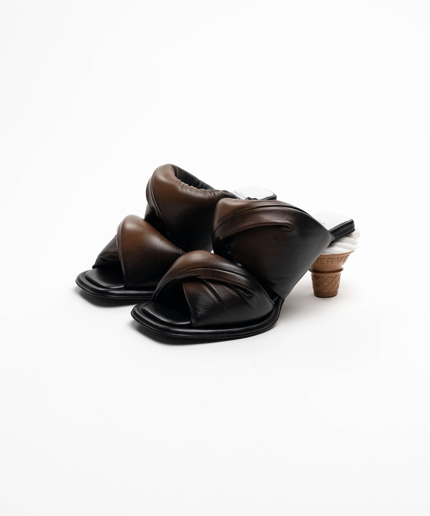 Soft Serve Heel Distressed Puffer Sandals