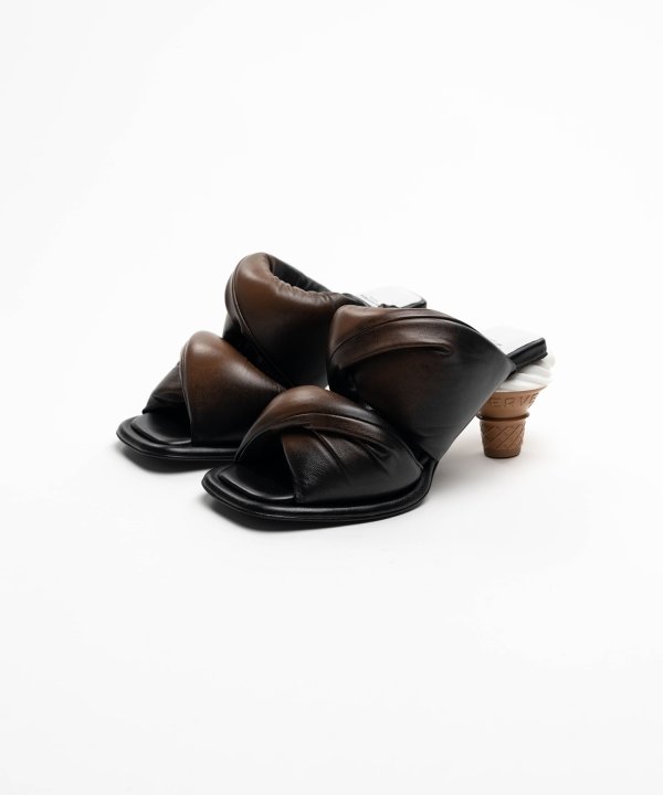 Soft Serve Heel Distressed Puffer Sandals