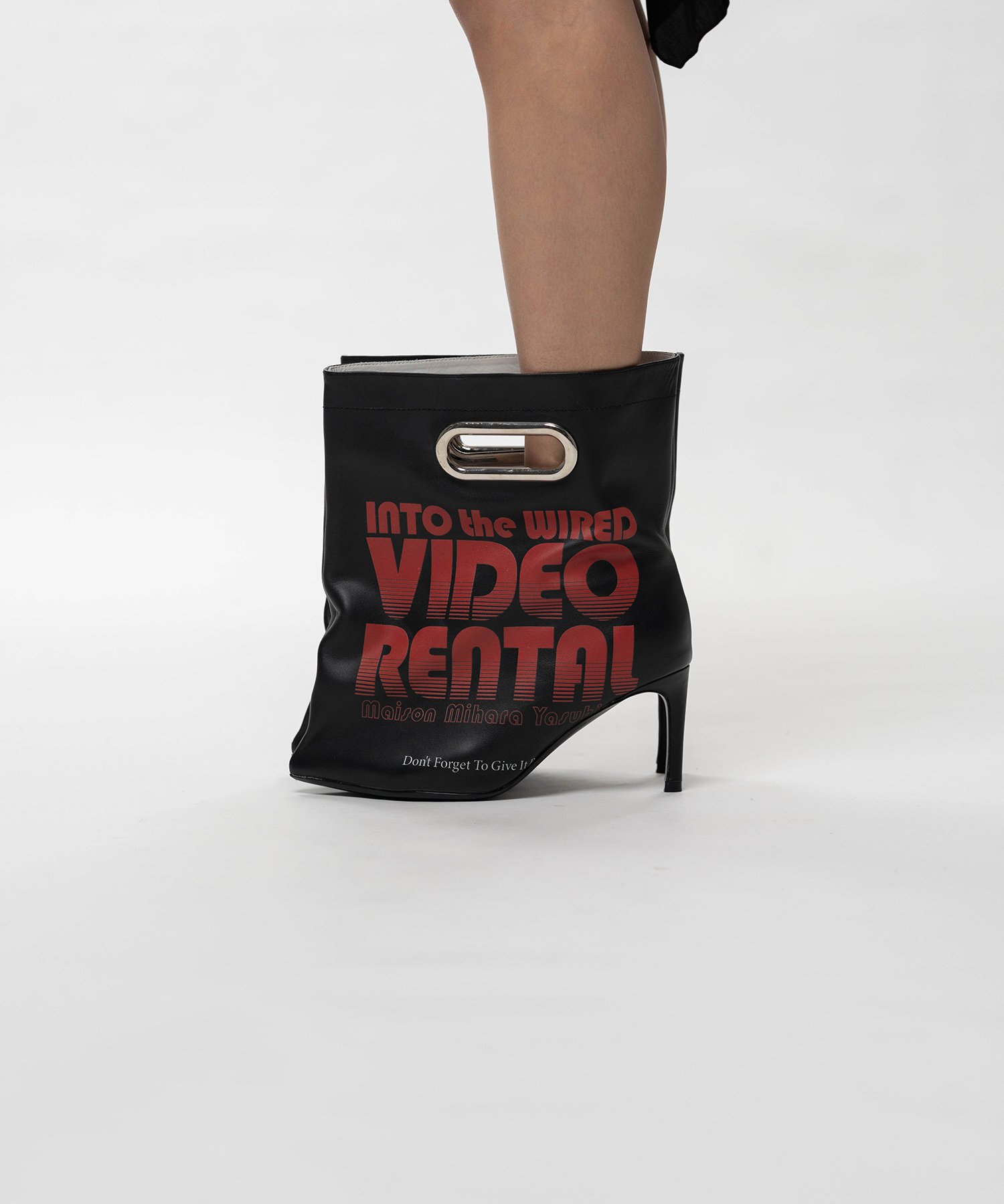 Shopping Bag Motif Pin Heel Boots