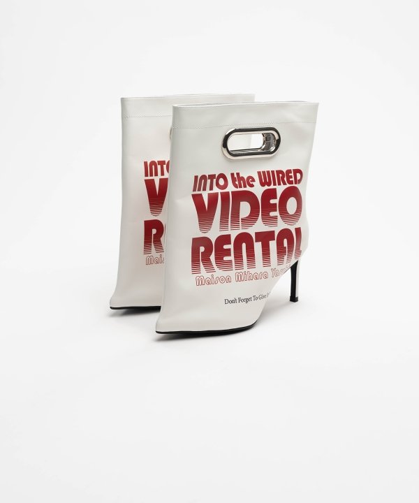 Shopping Bag Motif Pin Heel Boots